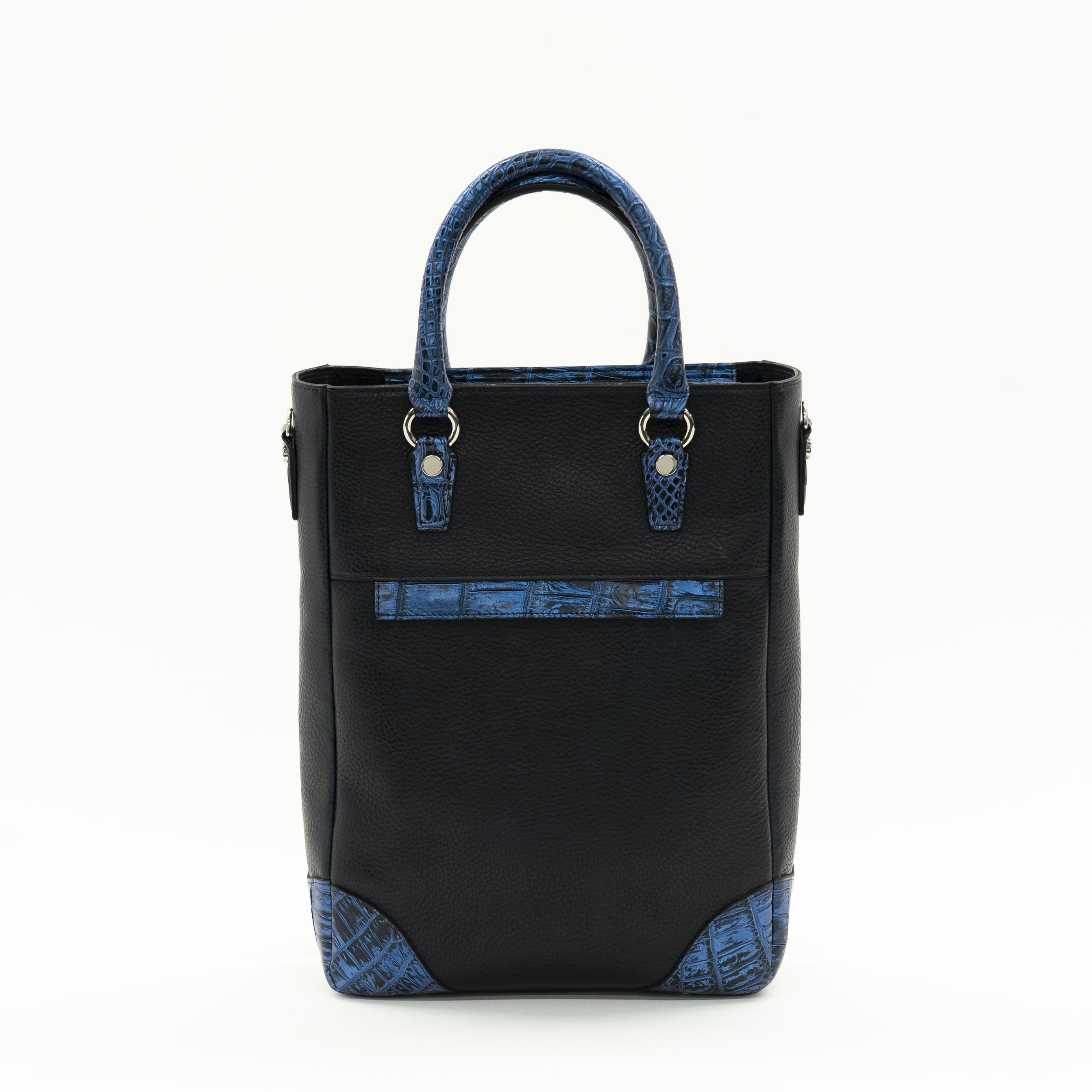 2way縦長トートバッグ（クロコダイル革とイタリアヌメ革のコンビ）