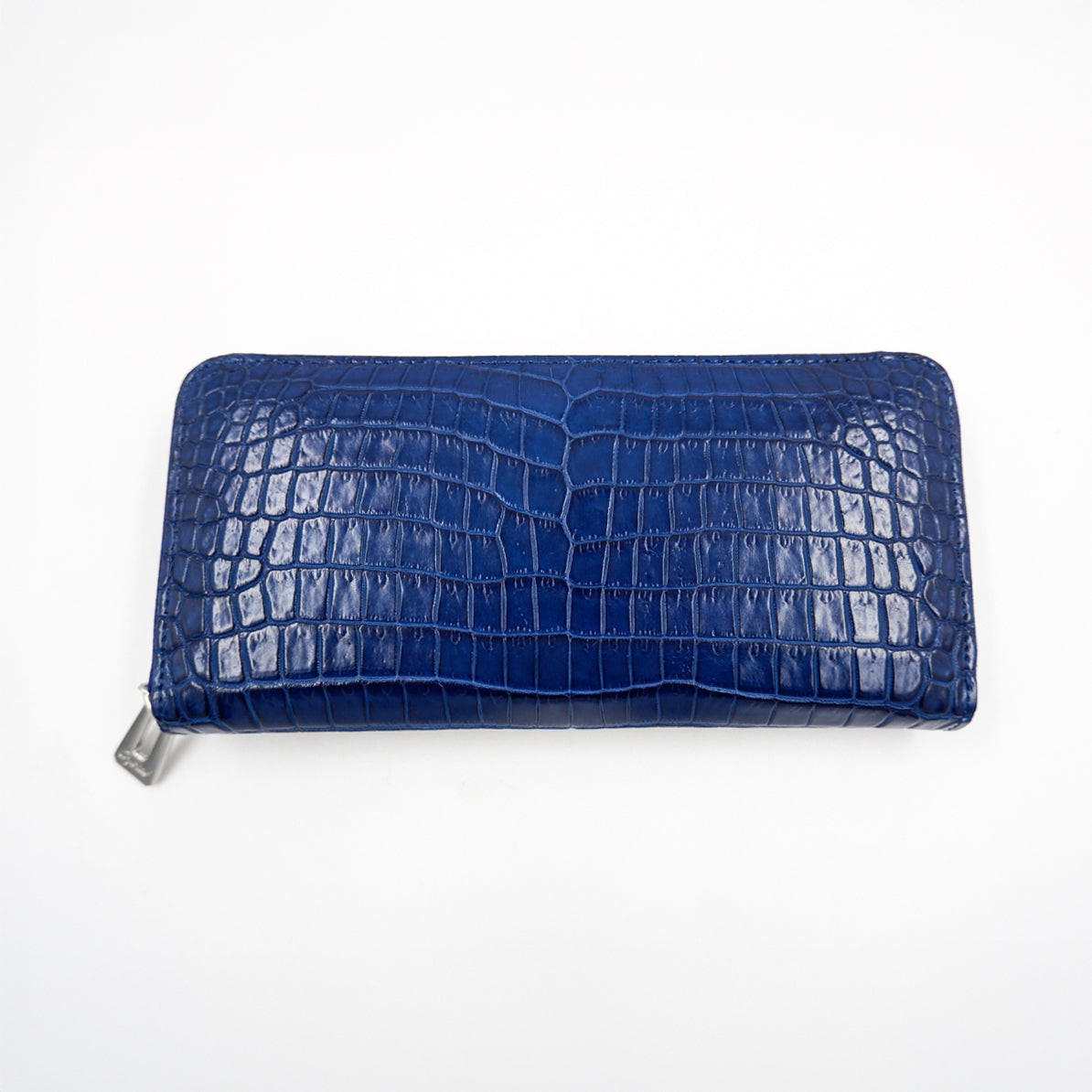 本藍染 クロコダイルラウンドファスナーウォレット