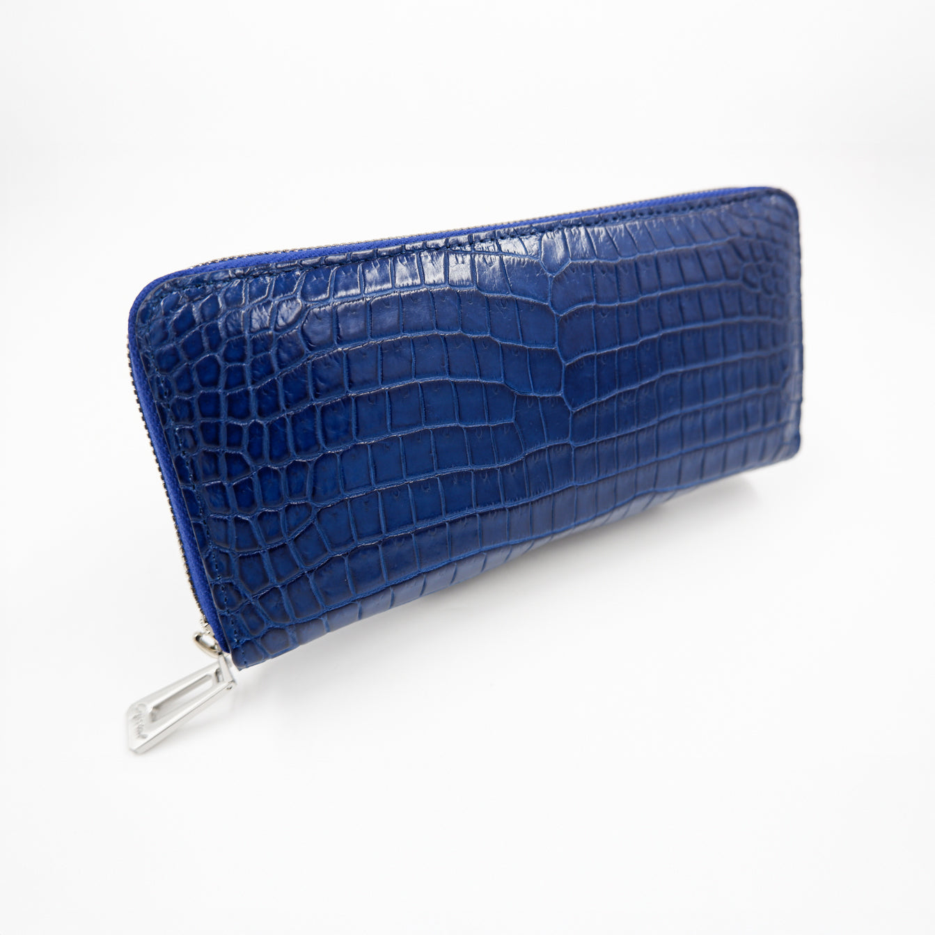 本藍染 クロコダイルラウンドファスナーウォレット