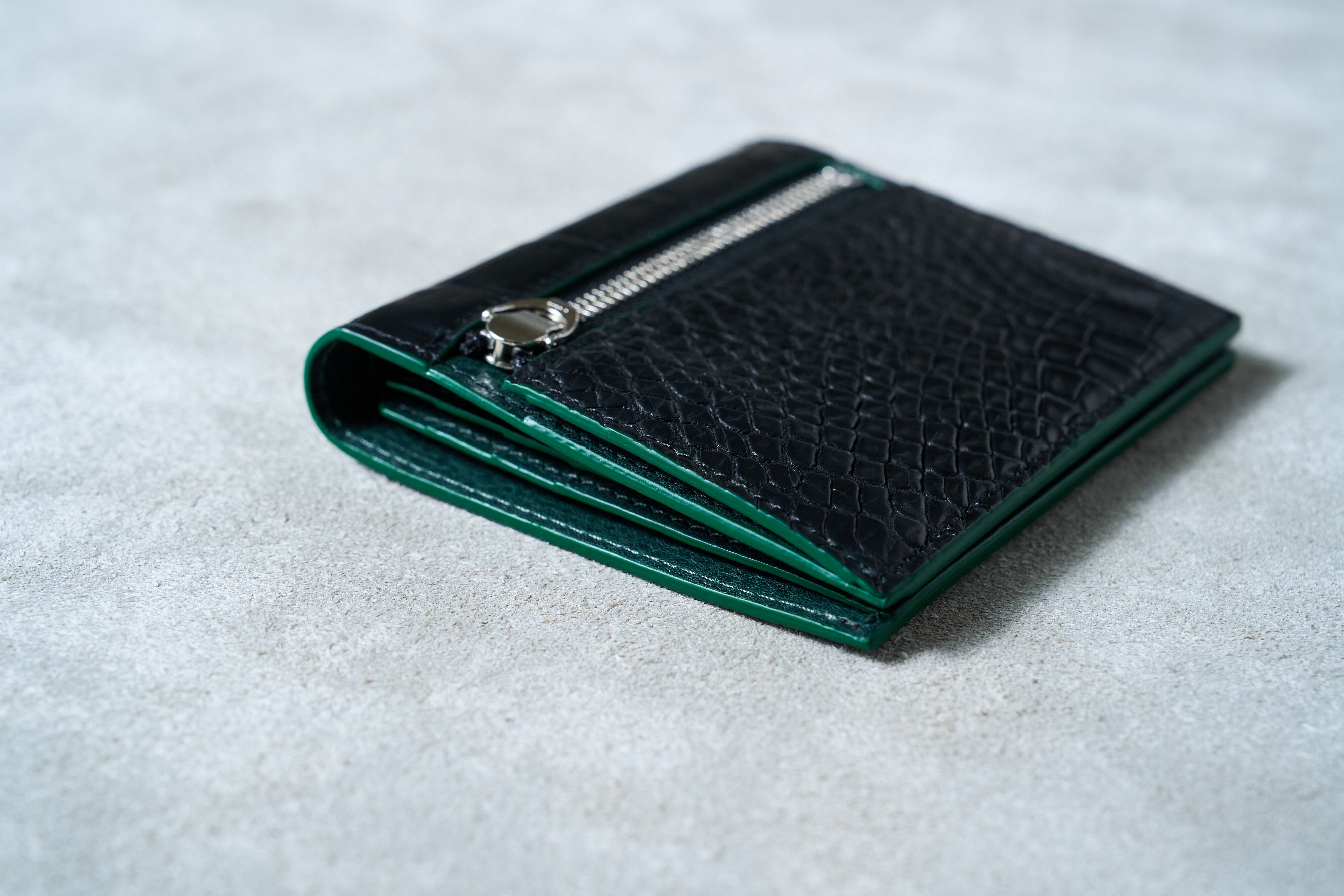 二つ折りサイフ（ファスナーポケット付き）