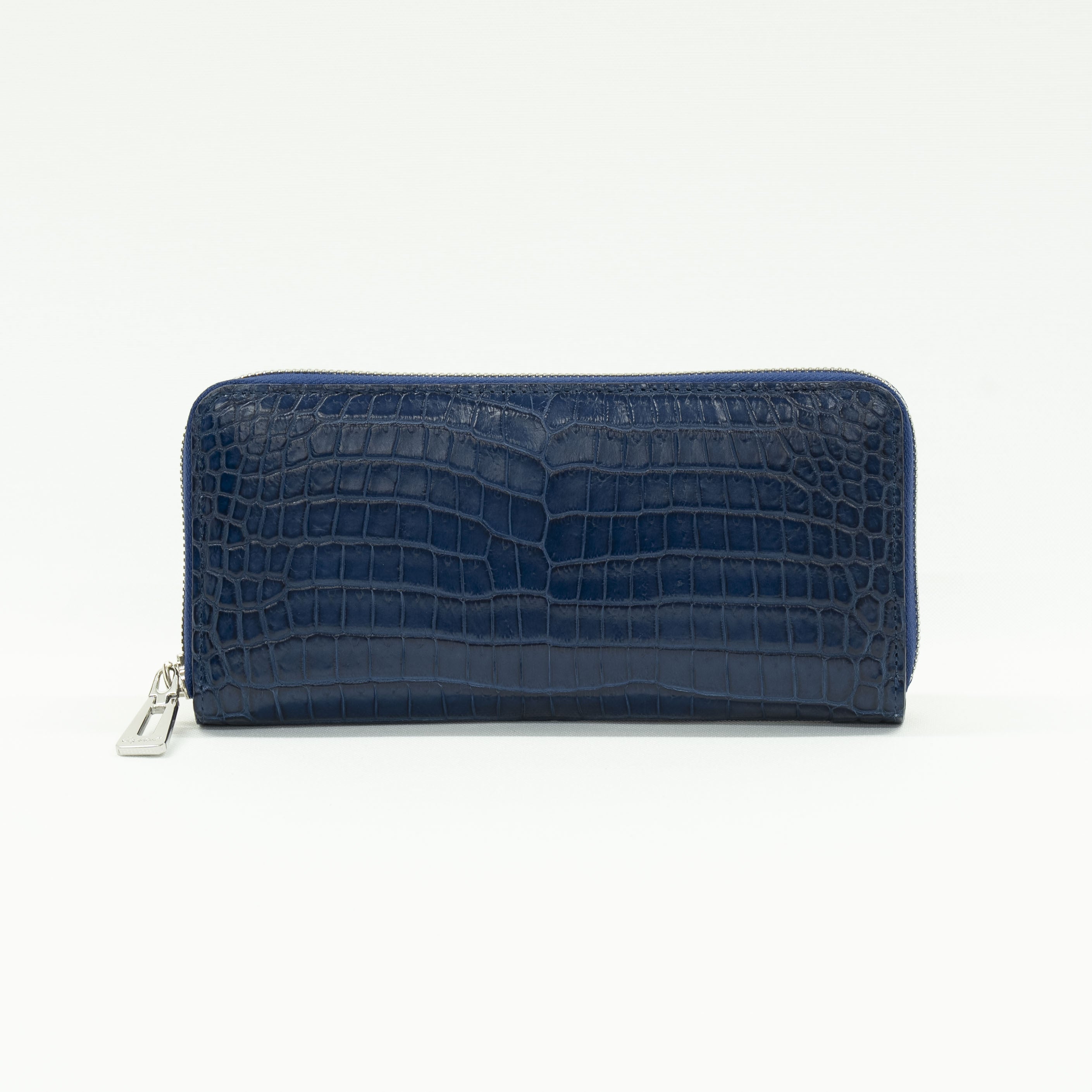 本藍染 クロコダイルラウンドファスナーウォレット